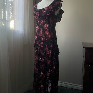 a new day Black and Pink Floral Maxi Dress